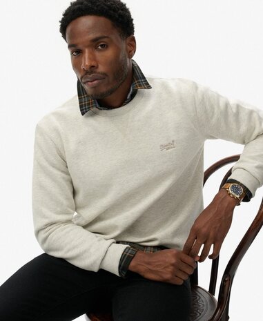 Superdry ESSENTIAL LOGO CREW SWEATSHIRT STRAW GREY MARL
