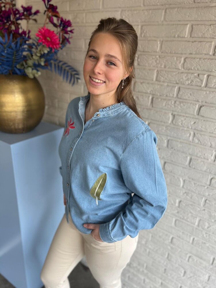 ICHI IHTULLE SH LIGHT BLUE WASHED