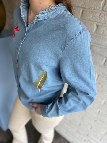 ICHI IHTULLE SH LIGHT BLUE WASHED