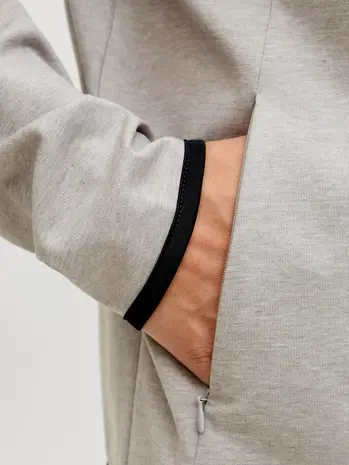 Jack en Jones JJEBASE SWEAT ZIP HOOD SN LIGHT GREY MELANGE