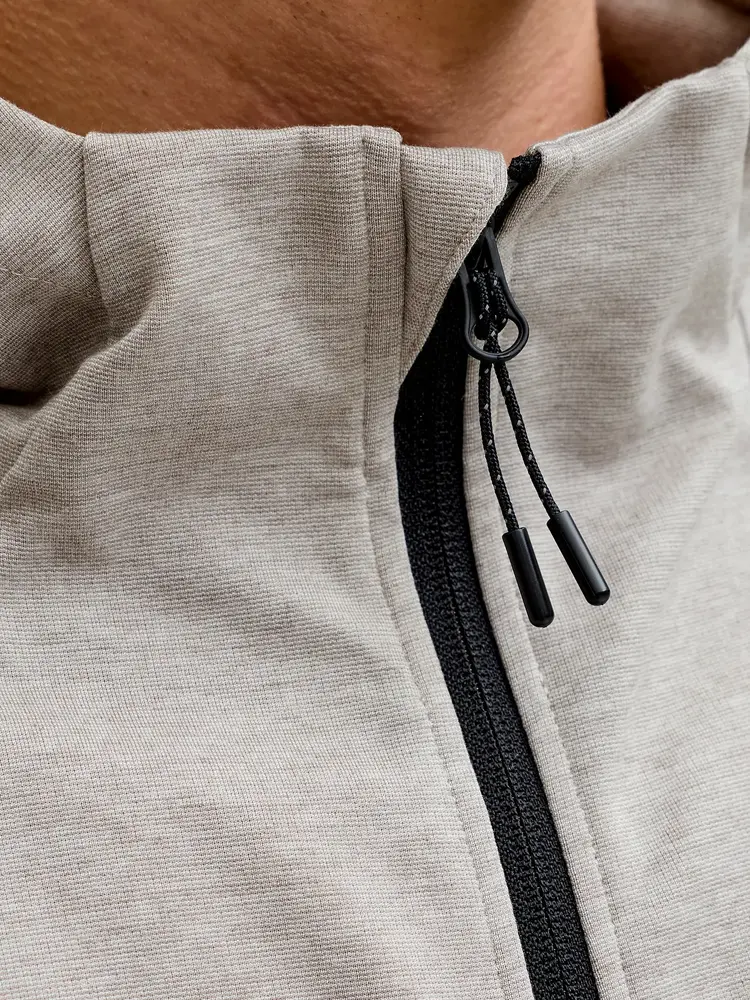 Jack en Jones JJEBASE SWEAT ZIP HOOD SN LIGHT GREY MELANGE