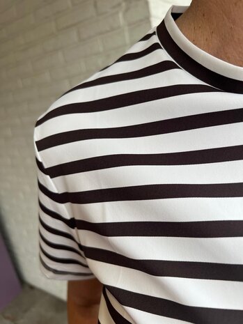 Mi Piace T-SHIRT 202185  ESPRESSO/OFFWHITE STREEP