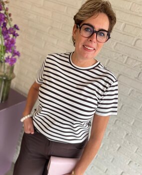 Mi Piace T-SHIRT 202185  ESPRESSO/OFFWHITE STREEP