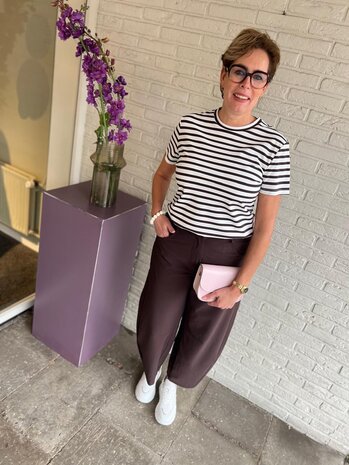 Mi Piace T-SHIRT 202185  ESPRESSO/OFFWHITE STREEP