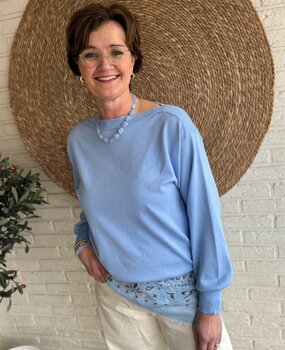 ICHI IHLULS BOAT NECK LS POWDER BLUE