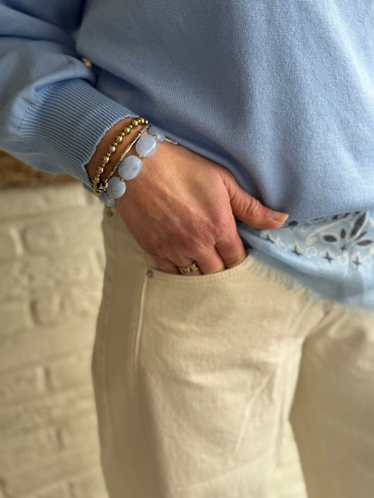 ICHI IHLULS BOAT NECK LS POWDER BLUE