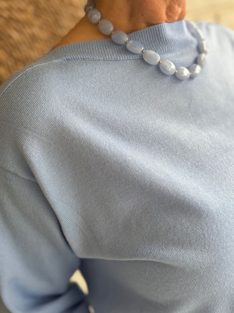 ICHI IHLULS BOAT NECK LS POWDER BLUE