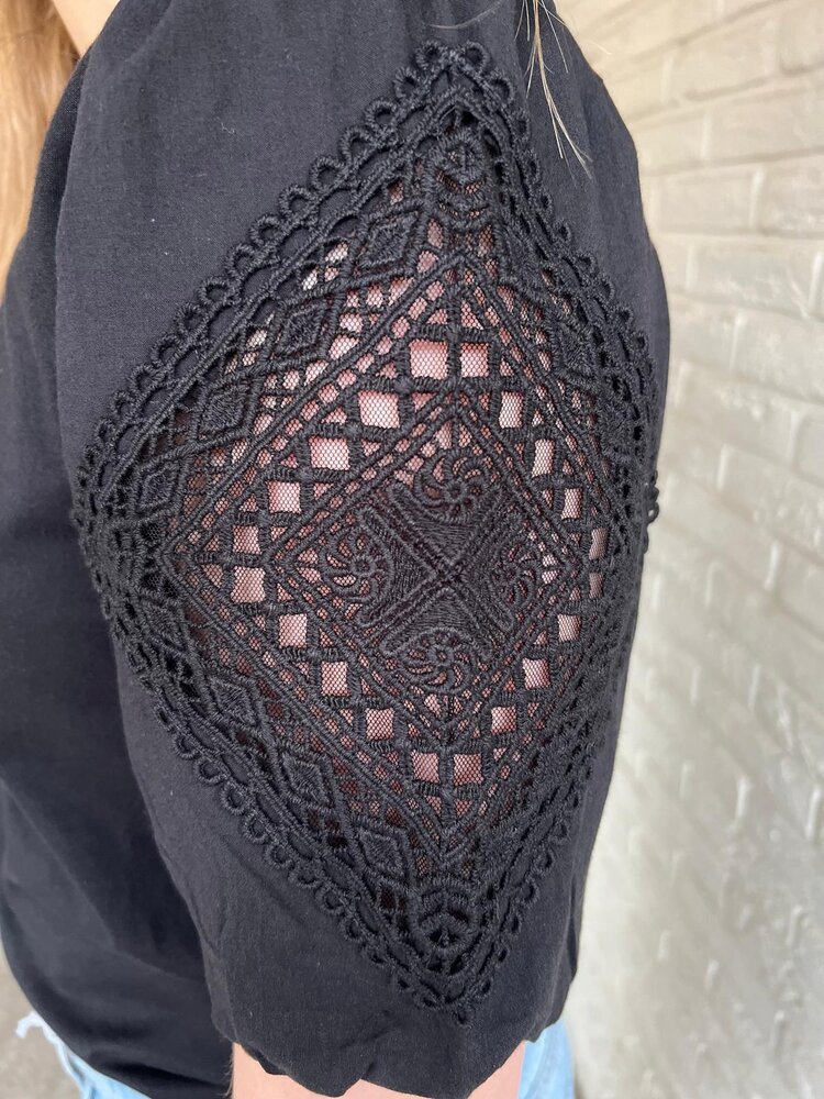 JDY JDYUMA LIFE S/S LACE DETAIL TOP JRS