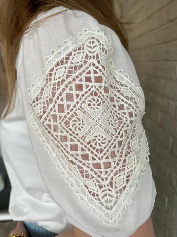 JDY JDYUMA LIFE S/S LACE DETAIL TOP JRS