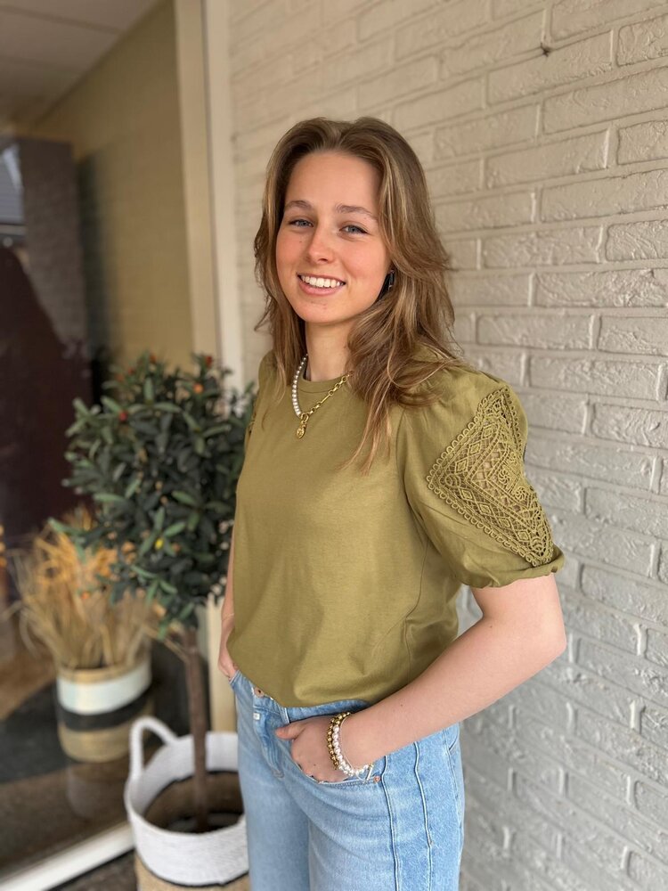 JDY JDYUMA LIFE S/S LACE DETAIL TOP JRS