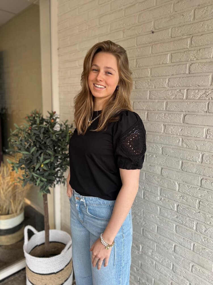 JDY JDYUMA LIFE S/S LACE DETAIL TOP JRS