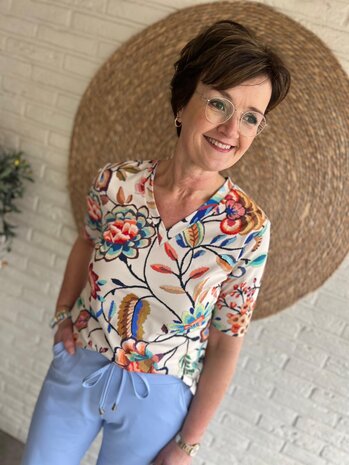 Mi Piace T-SHIRT TRAVELSTOF 202271 MULTICOLOR BLOOM PRINT