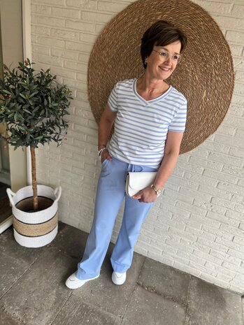 Mi Piace T-SHIRT TRAVELSTOF 202080 LAVENDER BLUE/OFFWHITE STRIPE