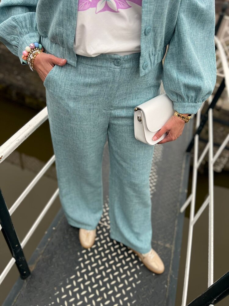 Ydence PANTS LEONA TURQUOISE MELANGE