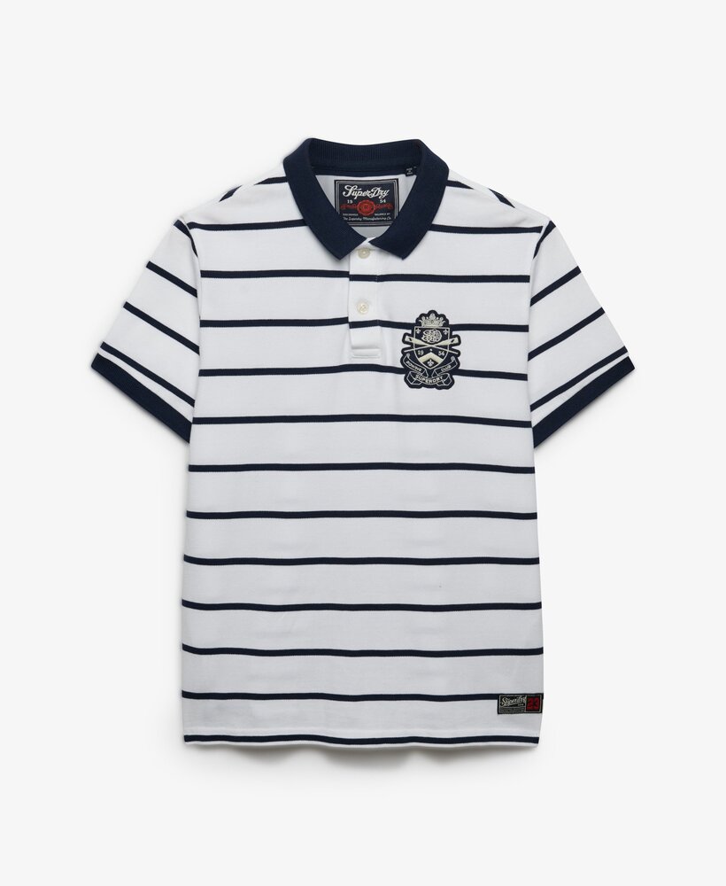 Superdry CREST STRIPE POLO OPTIC/NAVY STRIPE