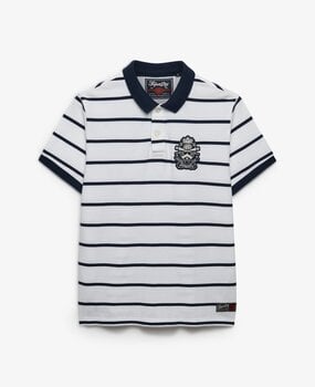 Superdry CREST STRIPE POLO OPTIC/NAVY STRIPE