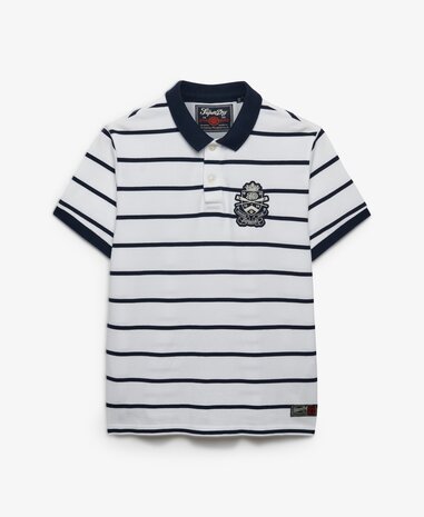 Superdry CREST STRIPE POLO OPTIC/NAVY STRIPE