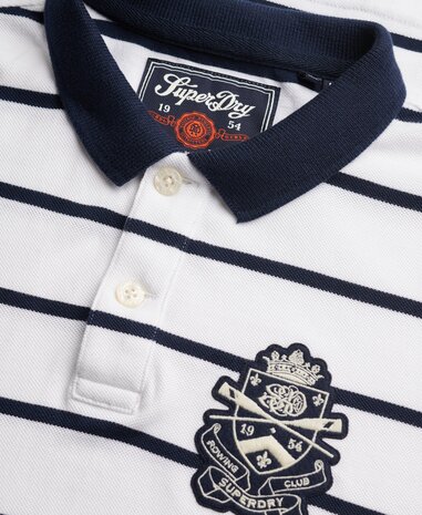 Superdry CREST STRIPE POLO OPTIC/NAVY STRIPE