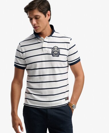 Superdry CREST STRIPE POLO OPTIC/NAVY STRIPE