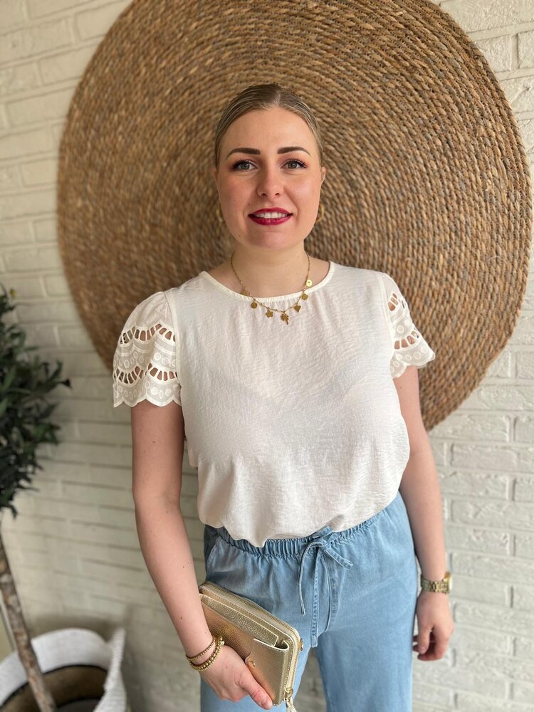 JDY JDYHANNAH LIFE S/S LACE TOP WVN