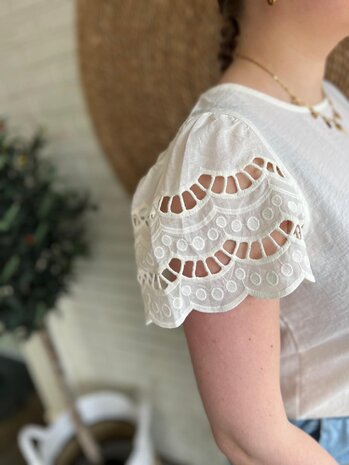 JDY JDYHANNAH LIFE S/S LACE TOP WVN