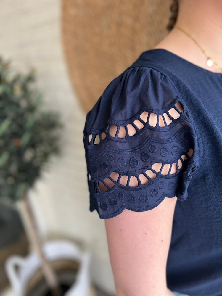 JDY JDYHANNAH LIFE S/S LACE TOP WVN