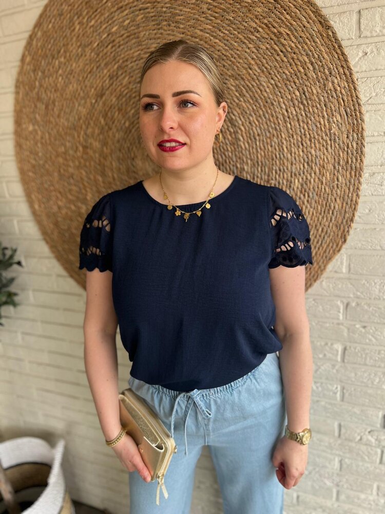 JDY JDYHANNAH LIFE S/S LACE TOP WVN