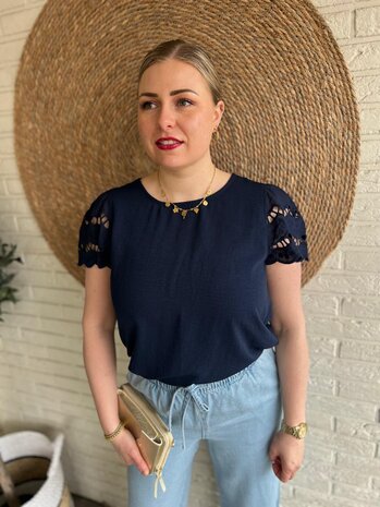 JDY JDYHANNAH LIFE S/S LACE TOP WVN