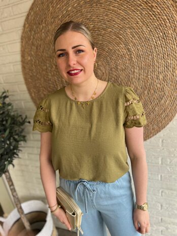 JDY JDYHANNAH LIFE S/S LACE TOP WVN