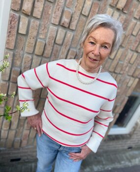 ICHI IHBOSTON LS6 BIRCH W TEABERRY STRIPE