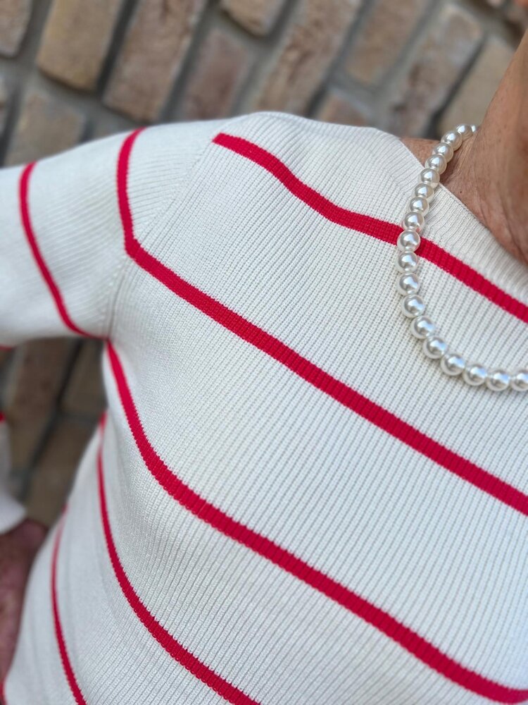 ICHI IHBOSTON LS6 BIRCH W TEABERRY STRIPE