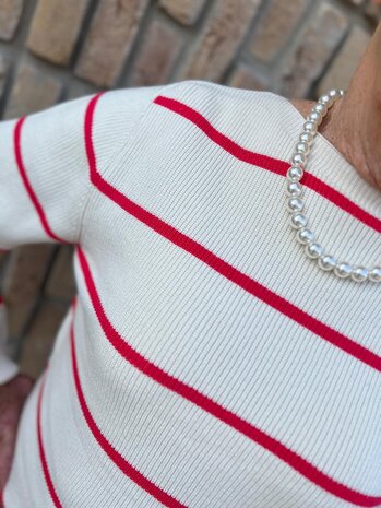 ICHI IHBOSTON LS6 BIRCH W TEABERRY STRIPE