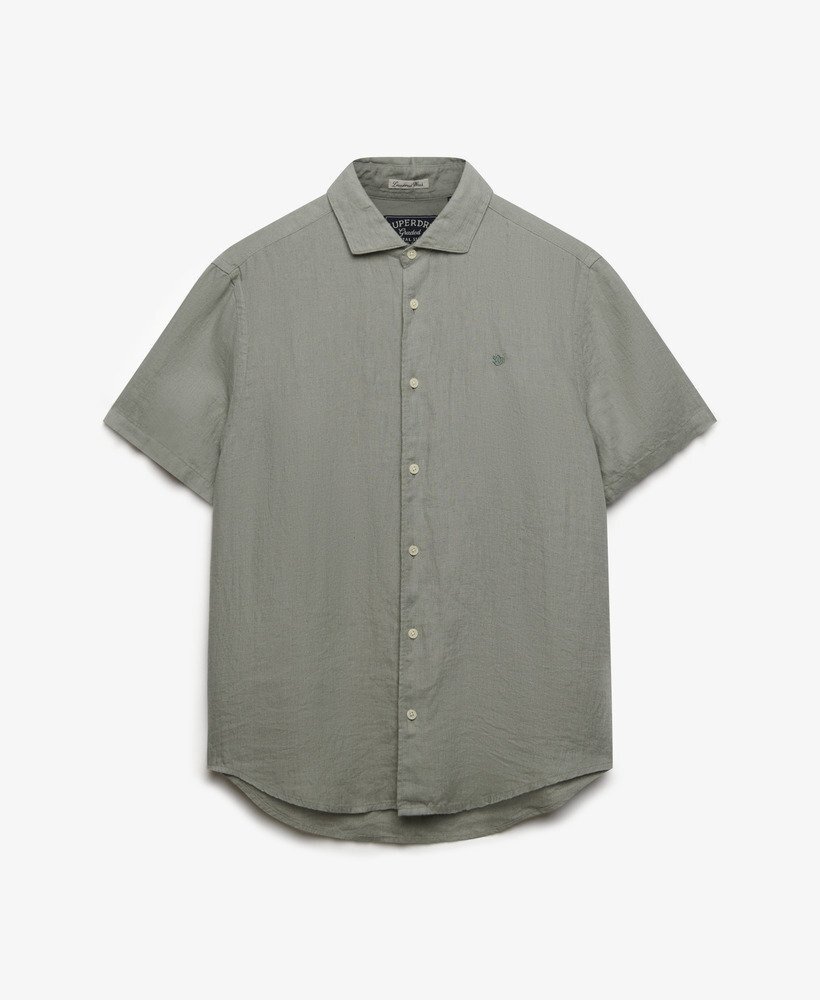 Superdry RIVIERA S/S LINEN SHIRT BAY GREEN