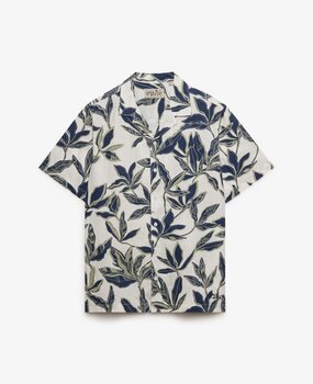 Superdry CABANA POOLSIDE S/S SHIRT BANANA LEAF ECRU