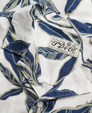 Superdry CABANA POOLSIDE S/S SHIRT BANANA LEAF ECRU