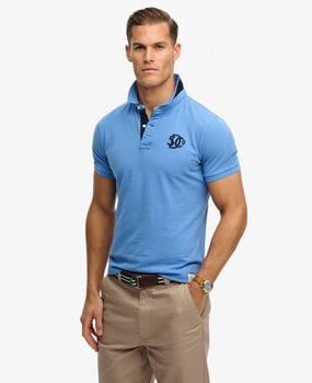 Superdry PIQUE MONOGRAM POLO DEEP BLUE WAVE