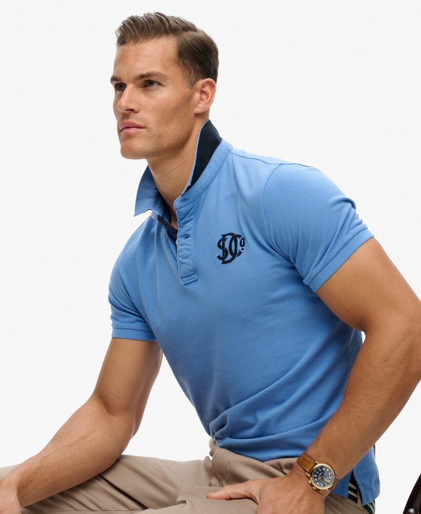 Superdry PIQUE MONOGRAM POLO DEEP BLUE WAVE