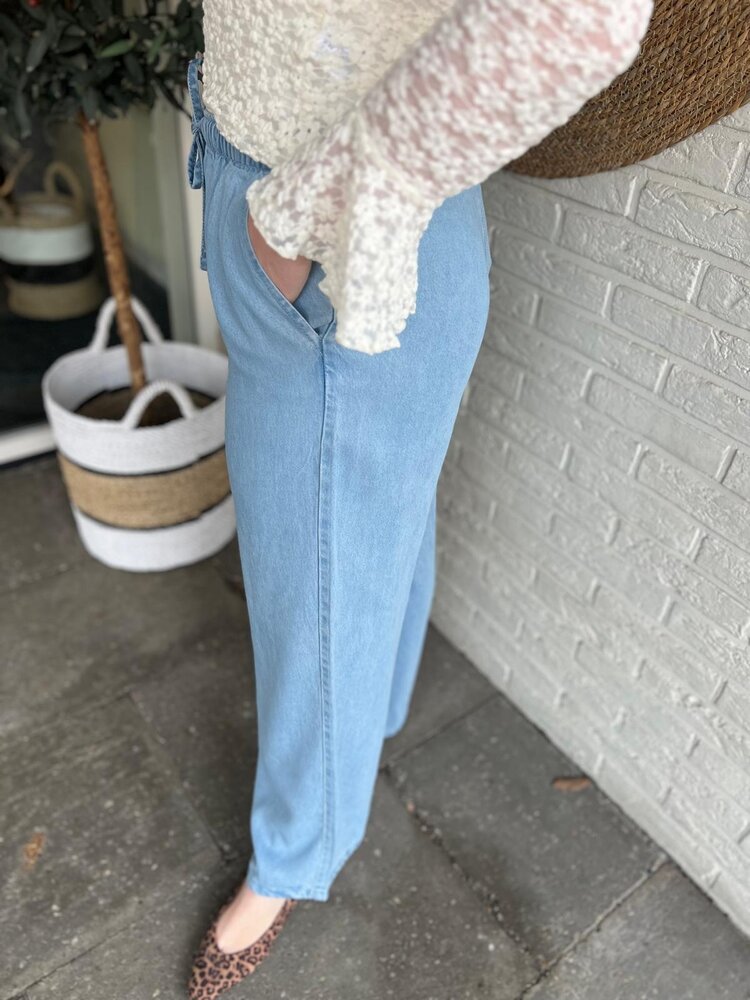 JDY JDYMIRA MW WIDE STRING PANT PNT NOOS LIGHT BLUE DENIM