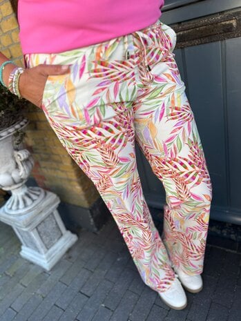 Mi Piace BROEK TRAVELSTOF 202136 PENCIL BRANCHES PRINT