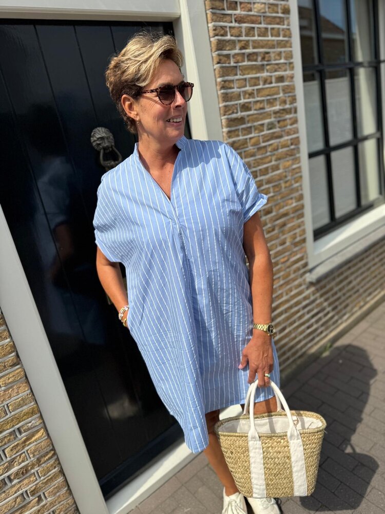 BLOUSEJURK BLAUW/WIT ONE SIZE