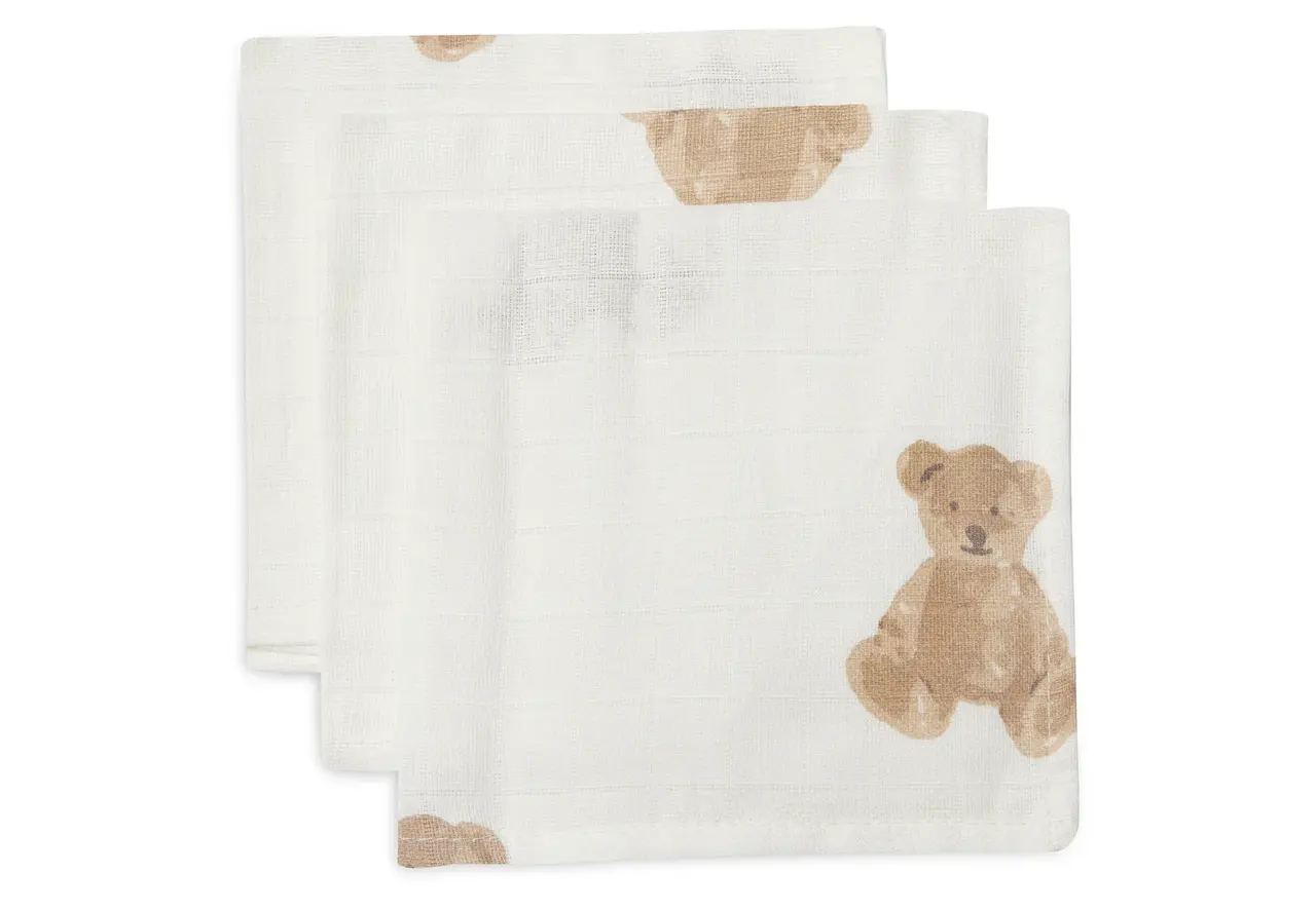 Jollein HYDROFIEL MONDDOEKJE 31X31CM TEDDY BEAR (3PACK)