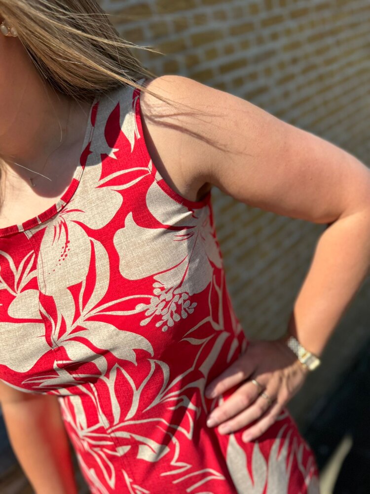Mi Piace JURK TRAVELSTOF 202278 TROPICAL HIBISCUS PRINT