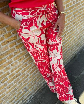 Mi Piace BROEK TRAVELSTOF 202089 TROPICAL HIBISCUS PRINT Mi Piace BROEK TRAVELSTOF 202089 TROPICAL HIBISCUS PRINT