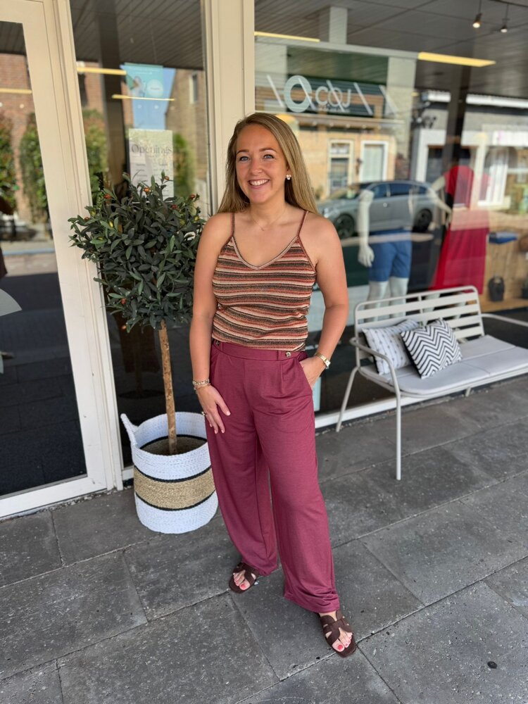JDY JDYBIRDIE GEGGO LONG PANT JRS NOOS OXBLOOD RED