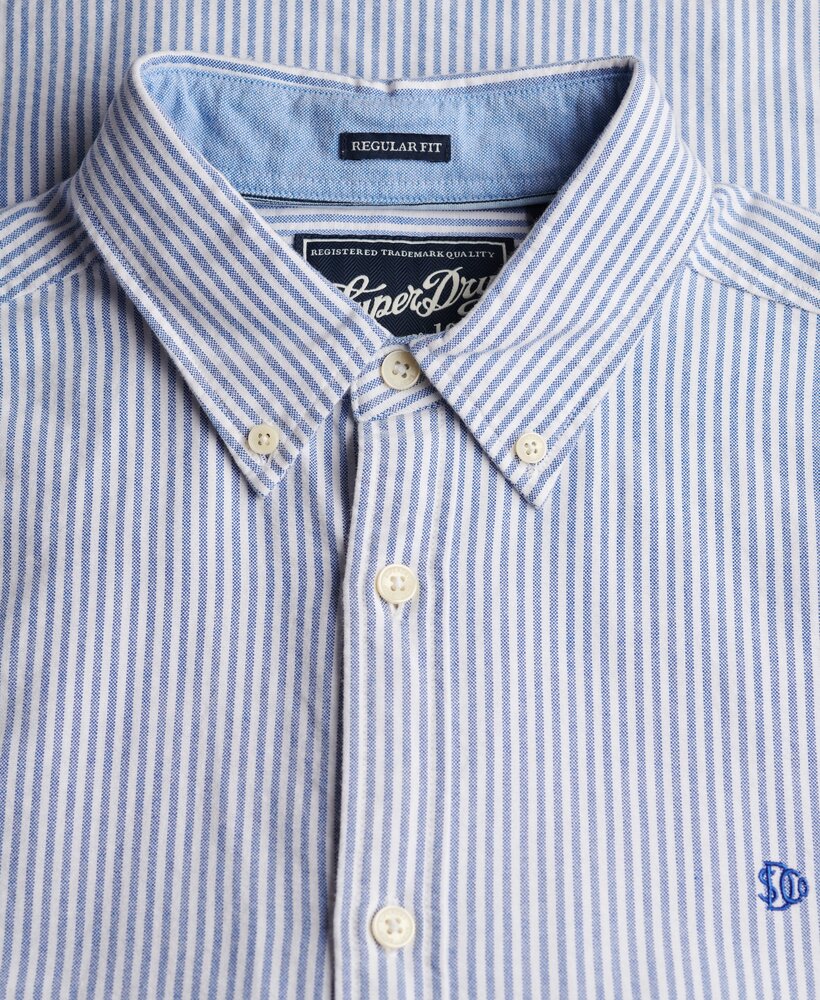 Superdry PREPPY OXFORD L/S SHIRT AZURE BLUE MINI STRIPE