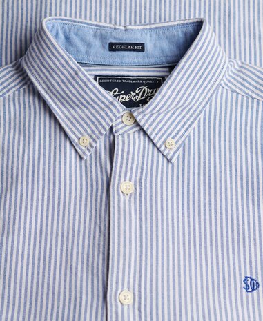 Superdry PREPPY OXFORD L/S SHIRT AZURE BLUE MINI STRIPE