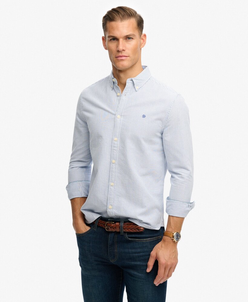 Superdry PREPPY OXFORD L/S SHIRT AZURE BLUE MINI STRIPE