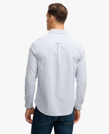 Superdry PREPPY OXFORD L/S SHIRT AZURE BLUE MINI STRIPE