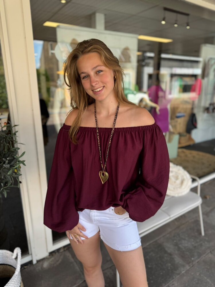 TOP OFFSHOULDER BORDEAUX ONE SIZE
