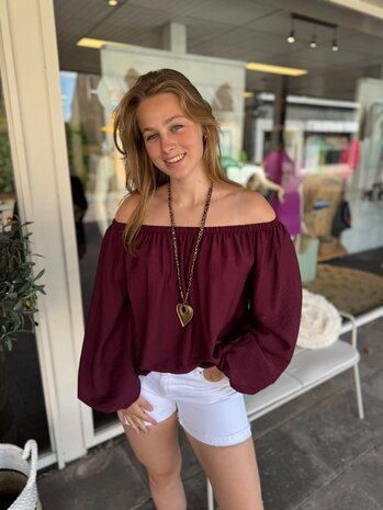 TOP OFFSHOULDER BORDEAUX ONE SIZE